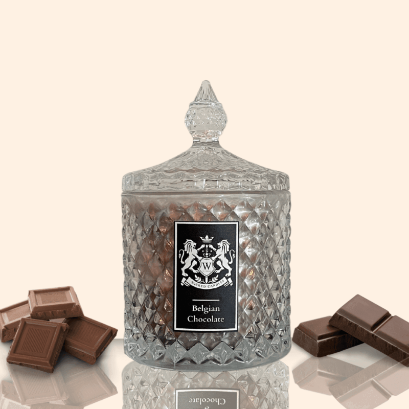 Αρωματικό κερί σόγιας Belgian Chocolate σε γυάλινο βάζο – με πλούσιο άρωμα βελγικής σοκολάτας