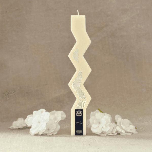 White Zig Zag Λαμπάδα Scented Soy Candle - Image 2