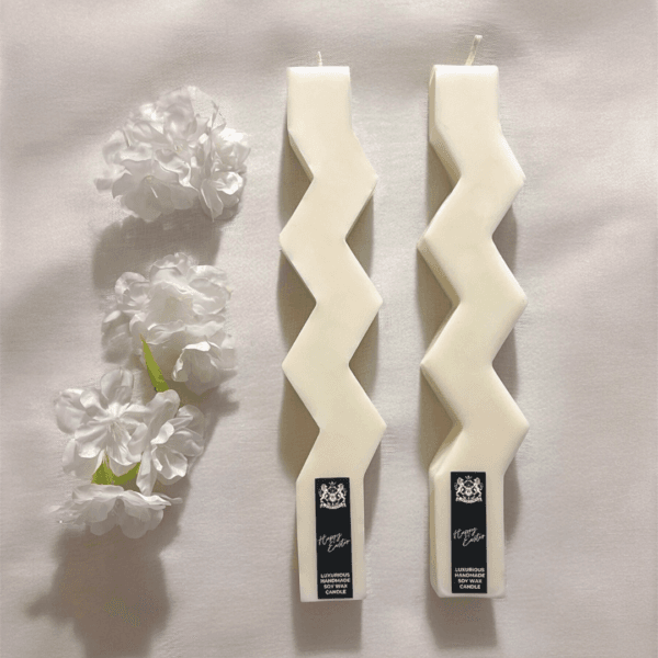 White Zig Zag Λαμπάδα Scented Soy Candle