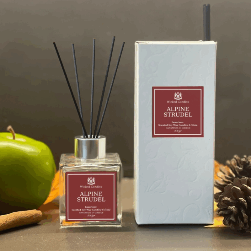 wicked candles Alpine strudel Reed diffuser 100ml αρωματικό χώρου μήλο σφολιάτα κανέλα βανίλια