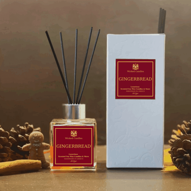 wicked candles gingerbread reed diffuser 100ml αρωματικό χώρου χριστουγεννιάτικο