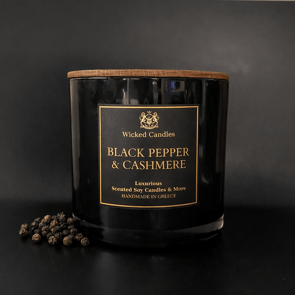 Black Pepper & Cashmere αρωματικό κερί 900g Wicked Candles πολυτελές κερί σόγιας