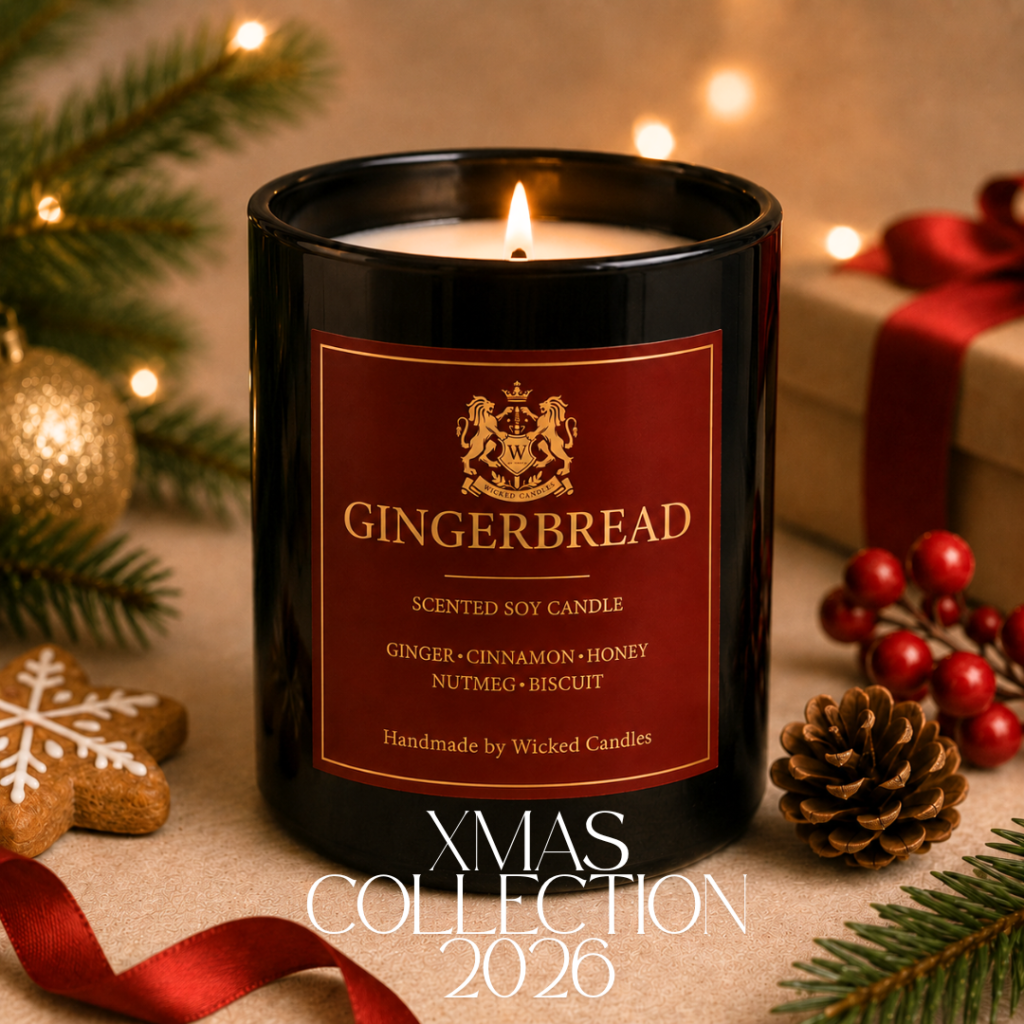 Χριστουγεννιάτικο εταιρικό κερί Gingerbread με custom ετικέτα