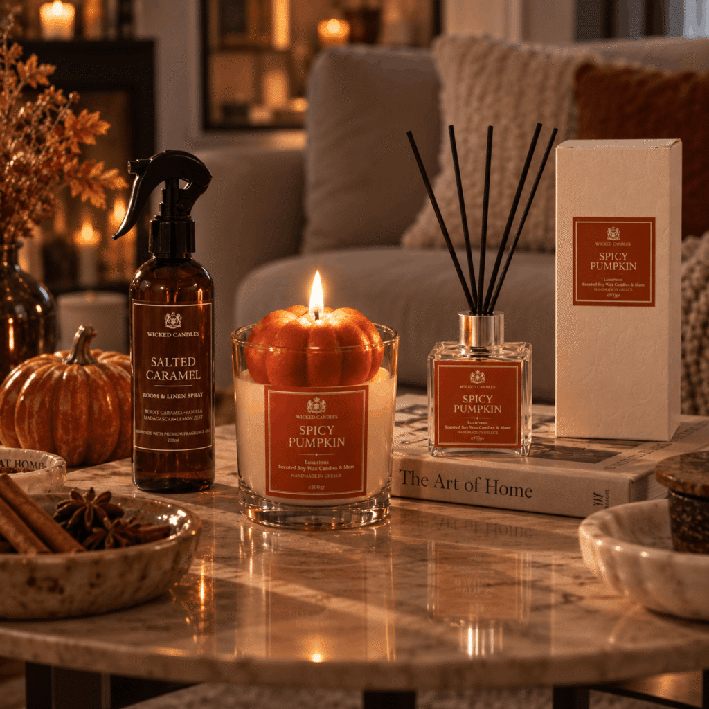 Pumpkin Season 2026 – Φθινοπωρινά πολυτελή αρωματικά κεριά και αρώματα χώρου Wicked Candles